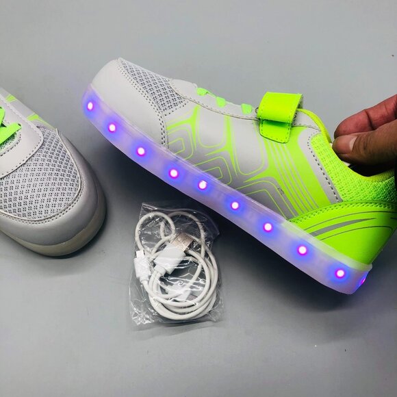 Gleam Kicks high top G65GG shoes LED light glow grey green lace kids 2.5 READ - Picture 13 of 13